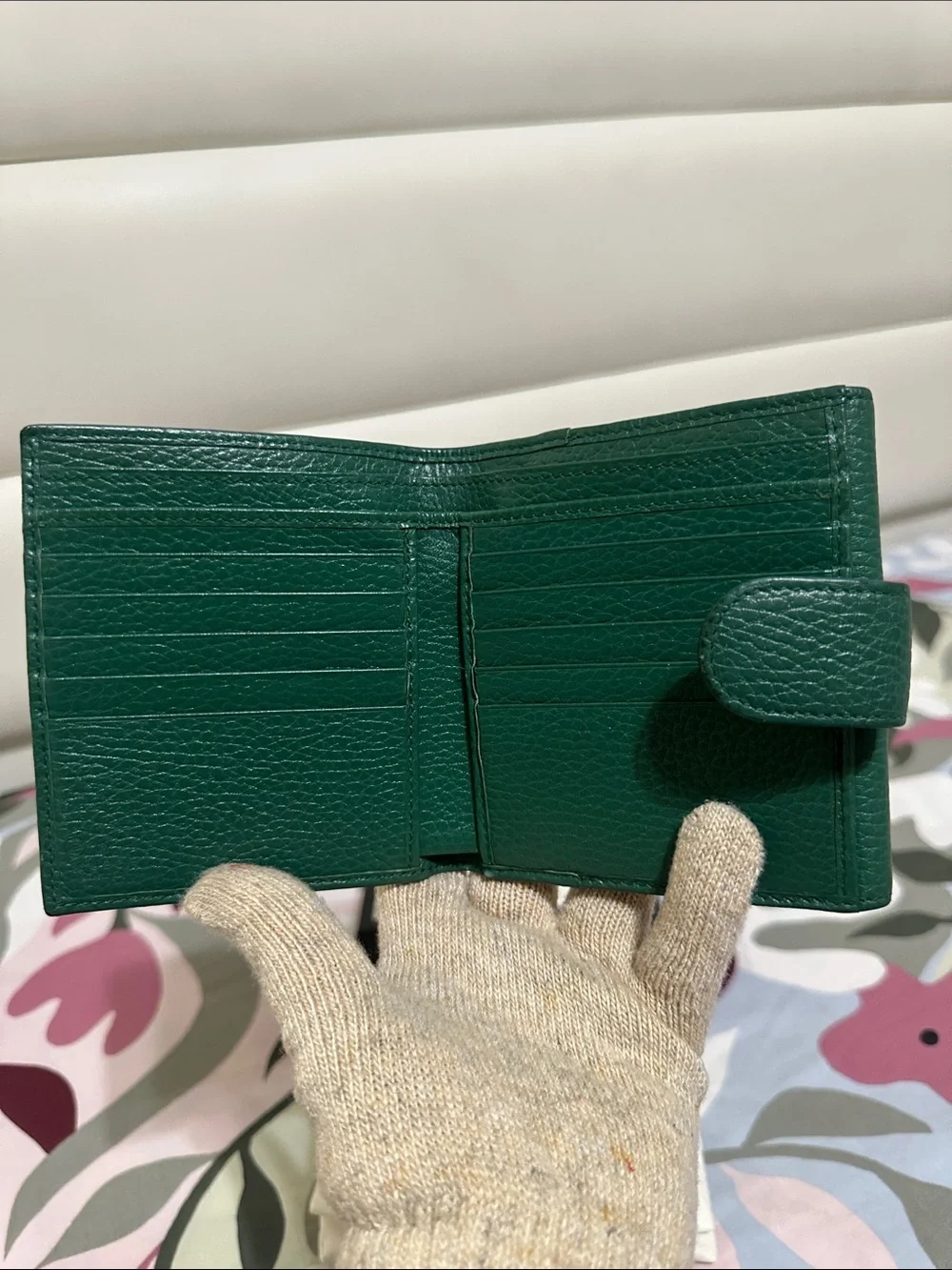 Gucci Green Pebbled Leather Wallet